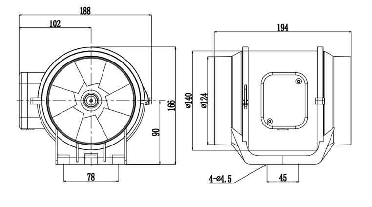quạt thông gió nối ống HF125