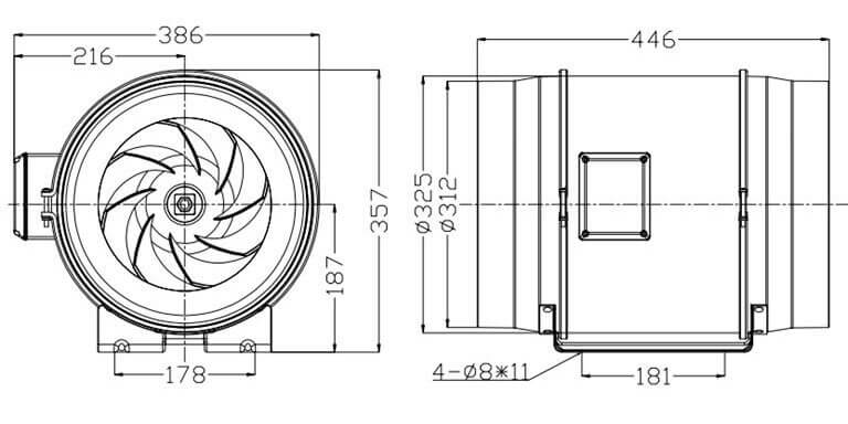 Quạt hút mùi nối ống HF315